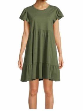 J. Crew Olive Green Tiered Mini Dress